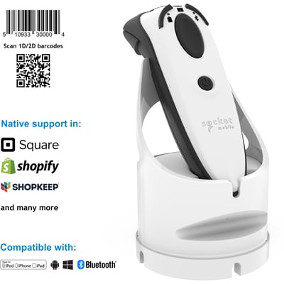 Socket Mobile DuraScan D740, Universal Barcode Scanner, White & Charging Dock
