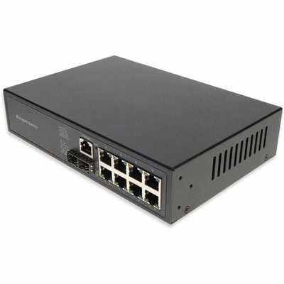 AddOn 1x 10/100/1000Base-TX(RJ-45) to 2x Open SFP Port Managed Industrial Media Converter Switch