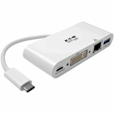 Tripp Lite by Eaton USB-C Multiport Adapter DVI USB 3.x (5Gbps) Hub Port Gbe and PD Charging White