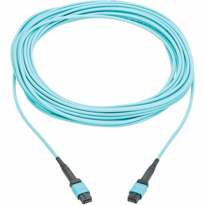 100G MULTIMODE 50/125 OM4 FIBER CABLE 12F MPO/MPO-PC F/F AQUA 10M