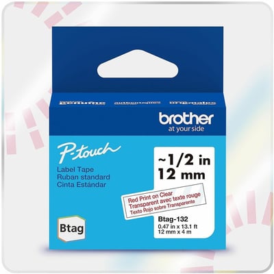 12MM 4M BTAG RED ON CLEAR UNLAMINATED