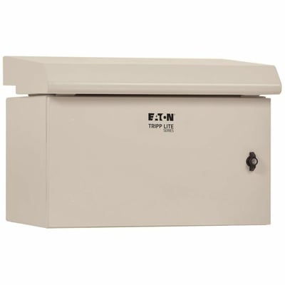 Tripp Lite by Eaton SmartRack Industrial Enclosure with Lock - NEMA 3R, Wall Mount, Metal Construction, Hinged Back, Internal Fans, 28 in. Depth, 6U, Gray