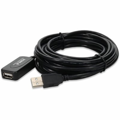 AddOn 50ft Active USB A 2.0 Male to Female Black Cable