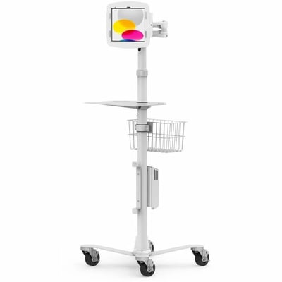 IPAD 10TH-11TH (A16) GEN SPACE ENCLOSURE MEDICAL ROLLING CART EXTENDED WHITE