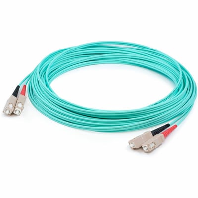 AddOn 41m SC to SC Aqua OM4 Duplex OFNP (Plenum-Rated) Fiber Patch Cable
