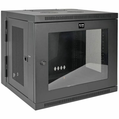Tripp Lite by Eaton SmartRack 10U Low-Profile Switch-Depth Wall-Mount Small Rack Enclosure Clear Acrylic Window Hinged Back