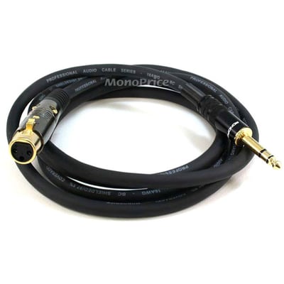 XLR F TO 1/4INCH TRS M CABLE 6FT
