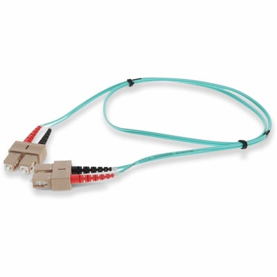 AddOn 10m SC to SC Aqua OM3 Duplex OFNR (Riser-Rated) Fiber Patch Cable