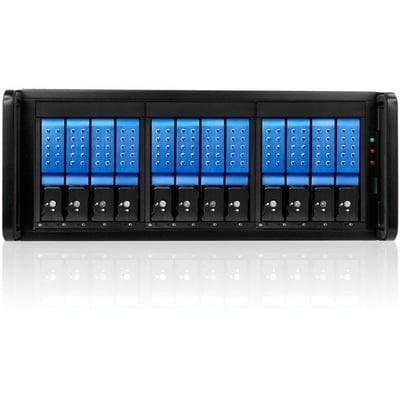 RAIDage JAGE412HDBL-DE Drive Enclosure 12Gb/s SAS, SATA/600 - Mini-SAS HD Host Interface - 4U Rack-mountable - Black, Blue