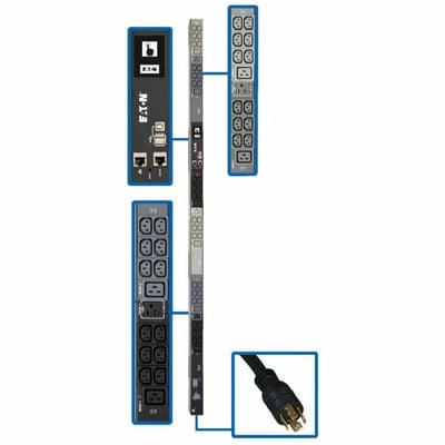 Tripp Lite by Eaton PDU 5.8kW 208/120V 3PH Monitored PDU - LX Interface Gigabit 45 Outlets L21-20P Input LCD 1.8 m Cord 0U 1.8 m Height TAA