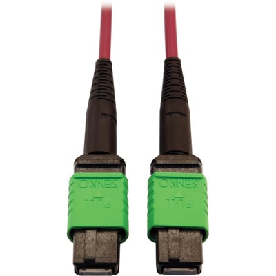 Eaton Tripp Lite Series 400G Multimode 50/125 OM4 Plenum-Rated Fiber Optic Cable, 16F MTP/MPO-APC (F/F), Magenta, 5 m