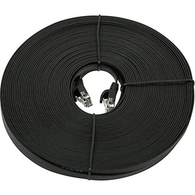 CAT5E FLAT  PATCH CABLE_ 100FT BLACK