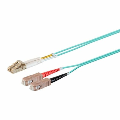 Monoprice Multi-Mode OM4 Fiber Optic Cable - LC-SC UL 50/125 OFNR Duplex Aqua 1m