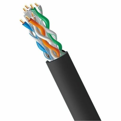 1000FT CAT6A RISER CABLE 500MHZ PURE COPPER 23AWG SOLID BLACK CMR