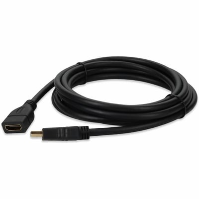 AddOn 10ft HDMI 1.4 Male to HDMI 1.4 Female Black Cable For Resolution Up to 4096x2160 (DCI 4K)