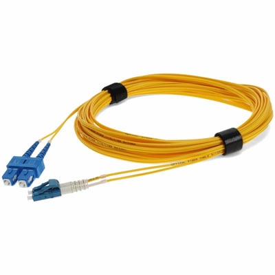 AddOn 5m USC to LC Yellow OS2 Duplex OFNR (Riser-Rated) SMF Fiber Patch Cable