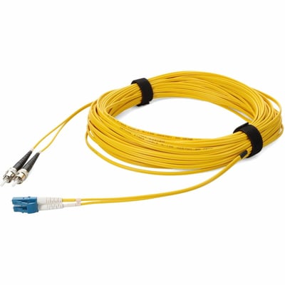 AddOn 12m ST to LC Yellow OS2 Duplex OFNR (Riser-Rated) TAA SMF Fiber Patch Cable