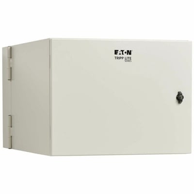 Tripp Lite by Eaton SmartRack Industrial Enclosure with Lock - NEMA 4, Wall Mount, Metal Construction, Hinged Back, 32 in. Depth, 9U, Gray