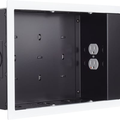 Chief Proximity In-Wall Storage Box - With 2 Receptacle Filter & Surge - Black