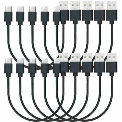 10PK 1FT USBA TO USBC ADAPTER BLACK CHARGE DATA TRANSFER CABLE