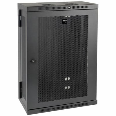 Tripp Lite by Eaton SmartRack 18U Low-Profile Patch-Depth Wall-Mount Half-Height Rack Enclosure Hinged Back