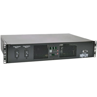 Tripp Lite by Eaton PDU 7.7kW Single-Phase 200-240V Local Metered Automatic Transfer Switch PDU 2 IEC309 32A Blue Inputs 16 C13 2 C19 Outlets 2U TAA