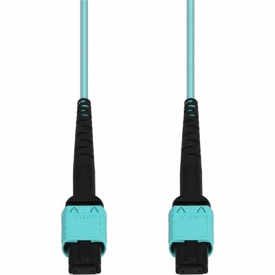 AddOn 20m MPO (Female) to MPO (Female) 12-Strand Aqua OM4 Crossover Fiber OFNR (Riser-Rated) Patch Cable