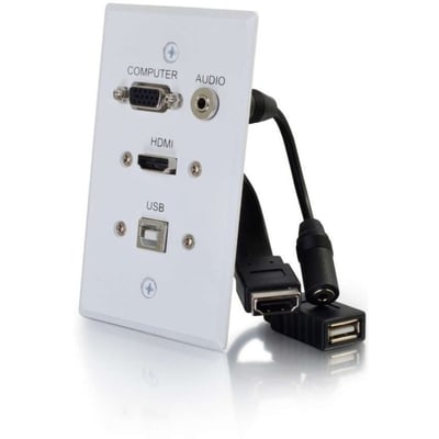 SINGLE GANG WP HDMI VGA 3.5MM USB-WHITE