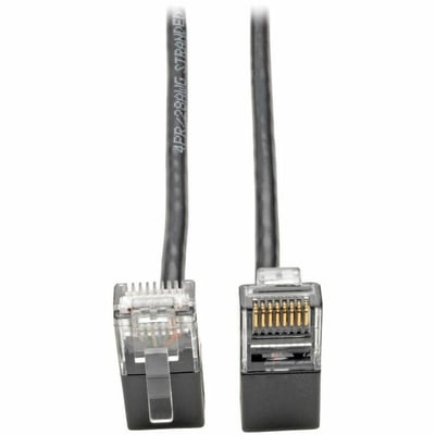 Tripp Lite by Eaton Right-Angle Cat6 Gigabit Snagless Molded Slim UTP Ethernet Cable (RJ45 M/M) Black 2 ft. (0.61 m)