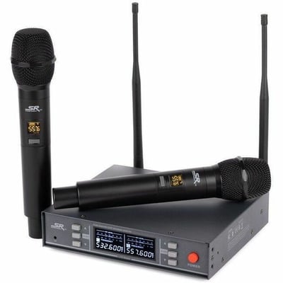 STAGE RIGHT BY MONOPRICE 200-CHANNEL UHF DUAL HANDHELD WIRELESS MICROPHONES SYST