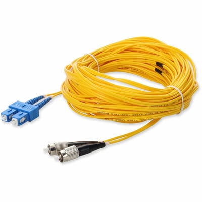 AddOn 13m SC to FC Yellow OS2 Duplex OFNR (Riser-Rated) SMF Fiber Patch Cable