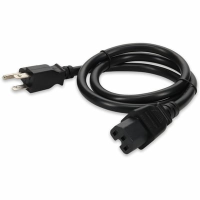 AddOn 15ft NEMA 5-15P Male to C15 Female 14AWG 100-250V at 15A Black Power Cable