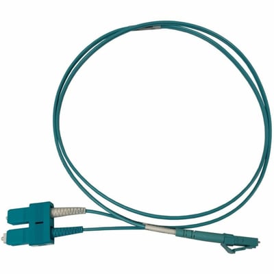 Ortronics Infinium Ultra LC to SC Duplex Patch Cord, 2mm, OM4, Aqua, Plenum, 1 Meter
