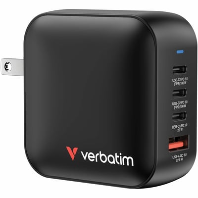 VERBATIM, MINI GAN CHARGER 100W 4 POR