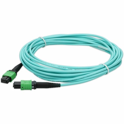 AddOn 15m MPO/APC to MPO/APC Aqua OM4 LSZH 12-Strand Fiber Patch Cable