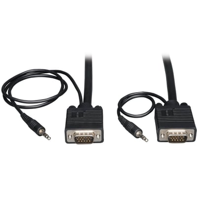 Eaton Tripp Lite Series VGA High-Resolution RGB Coaxial Cable with Audio (HD15 and 3.5mm M/M), 25 ft. (7.62 m)