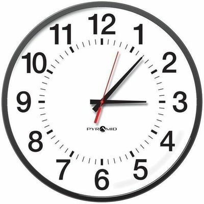 Pyramid TimeTrax Sync 17in Analog Clock - 12 Hour Face