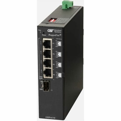10/100/1000 4XRJ-45 POE SWITCH 100W BT 1G SFP -40 TO 75C DC PWR