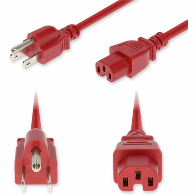 6FT NEMA 5-15P C15 14 AWG RED HI-TEMP 125V AT 15A PVC SJT