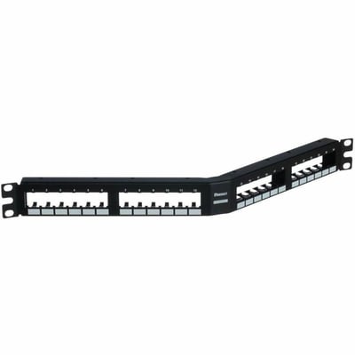 PanNet Mini-Com, Angled,Unshielded, Patch Panel, 24 Port, 1 RU, Black