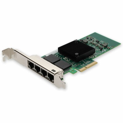 AddOn Intel I350T4 Comparable 10/100/1000Mbs Quad Open RJ-45 Port 100m PCIe x4 Network Interface Card