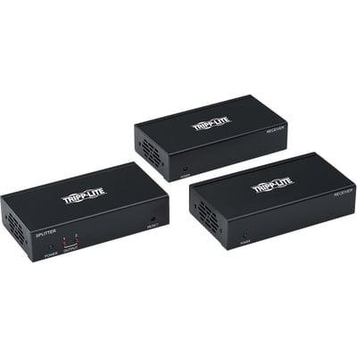Tripp Lite by Eaton 2-Port DisplayPort to HDMI over Cat6 Splitter/Extender Kit Transmitter/Dual Receivers 4K 60 Hz PoC 125 ft. TAA