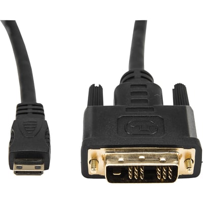 Rocstor Premium 10ft Mini HDMI to DVI-D Cable - M/M - DVI/HDMI for Audio/Video Device, Projector, Notebook, Tablet PC, Camera - 10ft - 1 Pack - 1 x HDMI (Mini Type C) Male Digital Audio/Video - 1 x DVI-D Male Digital Video - Gold