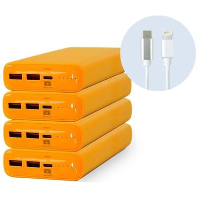 ADAPT4 ACTIVE CHARGE UPGRADE WITH APPLE LIGHTNING CONNECTORS - 4X 20,000 MAH YEL