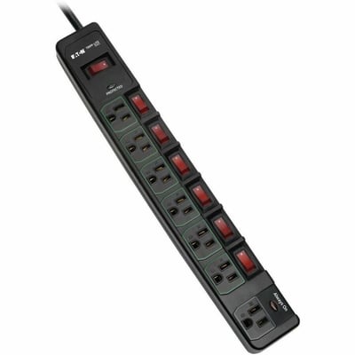 Tripp Lite by Eaton ECO-Surge 7-Outlet Surge Protector, 6 ft. (1.83 m) Cord, 1080 Joules, 6 Individually Controlled Outlets, Black Housing