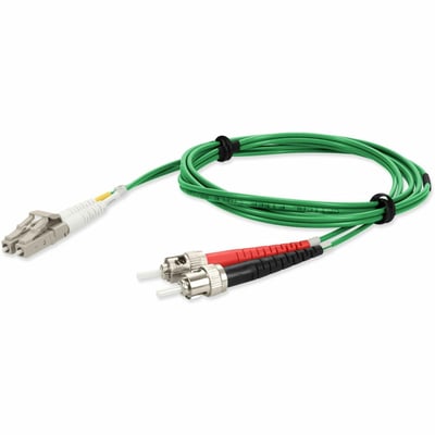 AddOn 1m ST to LC Green OM4 Duplex OFNR (Riser-Rated) TAA Fiber Patch Cable