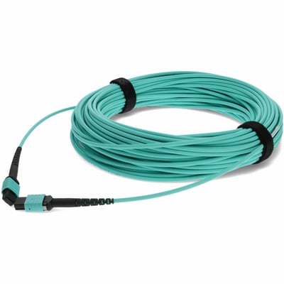 AddOn 12m MPO/UPC to MPO/UPC Aqua OM4 OFNR (Riser-Rated) 12-Strand Fiber Patch Cable