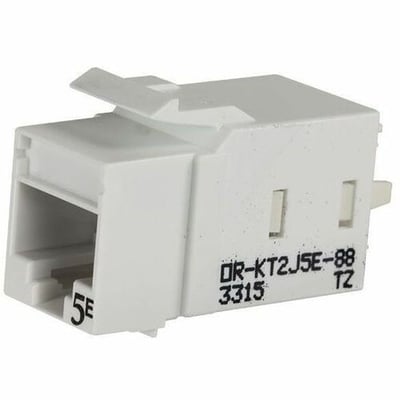 Ortronics Category 5e Keystone Jack, Lacing Cap Termination, Fog White, 25 Pack
