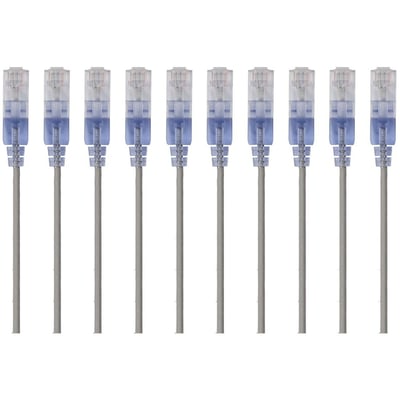 SLIM CAT6A CABLE - 10PK 1FT GRAY