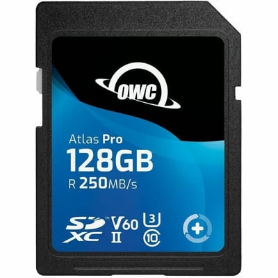 OWC ATLAS PRO 128GB SDXC UHS-II V60 MEMORY CARD - 250 MB/S READ - 130 MB/S WRITE